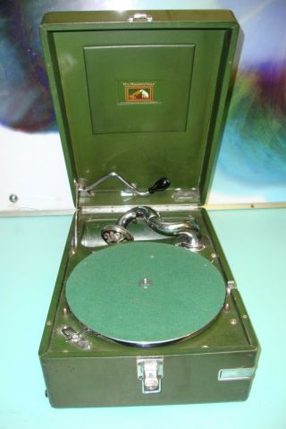 Antique Hmv Green Colourway Gramophone His Masters Voice 5a Fully 102