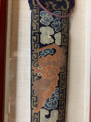 From Antique Estate Old Chinese Qing Silk Embroidered Fan Case Asian China 3
