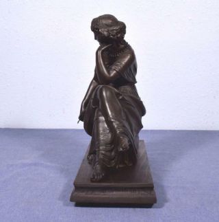 French Antique Greek Revival Sculpture Bronzed Spelter of a Seated Woman 3