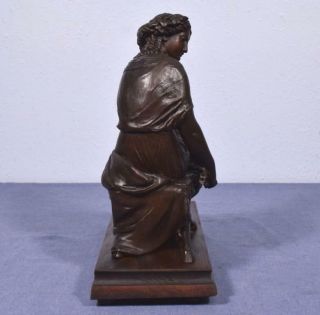 French Antique Greek Revival Sculpture Bronzed Spelter of a Seated Woman 5