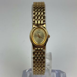 Seiko Quartz Gold Tone Womens Watch 12mm Case V401 - 5109