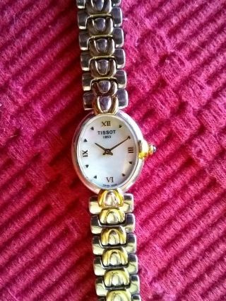 Estate Vintage Tissot 1853 Womens Watch W Mother Of Pearl Face 2 - Tone Ships