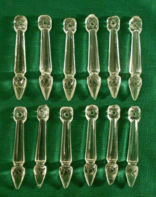 Set Of 12 Antique Vintage Crystal Spear Prisms For Chandelier /sconce /lamp