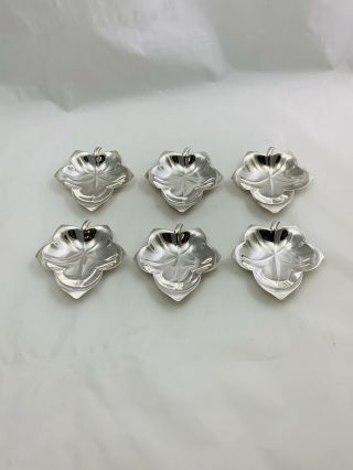 Authentic Tiffany & Co.  Sterling Silver Set Of Six Leaf Dishes