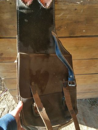 Vintage All Leather Cowboy Western Trail Ride Saddle Bags