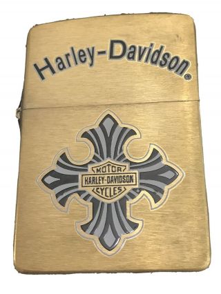 Rare Zippo Lighter 2000 4 Point Harley Davidson Brass In Zippo Harley Tin 479