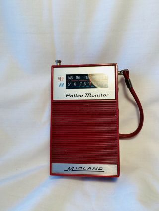 Vintage Midland Police Monitor Red Transistor Am Radio