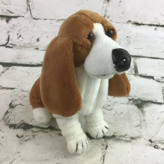 Vintage Goffa Hound Dog Puppy Plush Brown White Stuffed Animal Soft Toy