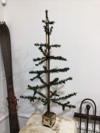 Antique 40” Goose Neck Feather Tree W Berries Germany Base