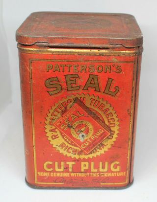 Vintage Patterson ' s Seal Cut Plug Tobacco tin 2
