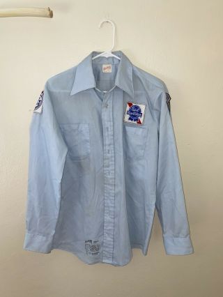 Pabst Blue Ribbon Vintage 1970 Delivery Union Made Usa Work Shirt Rare L/xl