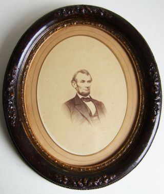 Civil War Era Abraham Lincoln Large - Format Photograph Portrait In Antique Frame