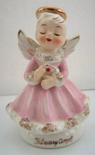 Vintage Ceramic February Angel Figurine 4 " Tall