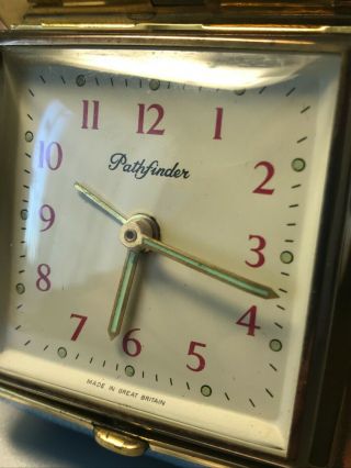 Vintage Pathfinder blue cased alarm travel clock made in Great Britain 2
