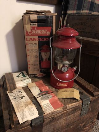 Vintage Coleman 200a195 Red Kerosene Single Mantle Lantern
