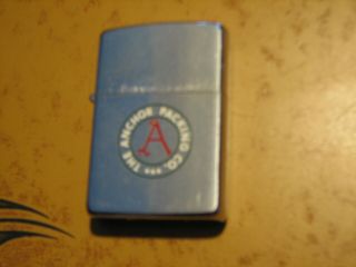Zippo Vintage Lighter Labeled The Anchor Packing Co.  Bradford Pa On Bottom