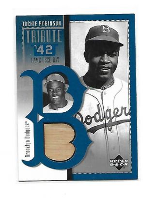 2001 Upper Deck Tribute To 42 Jackie Robinson Game - Bat Relic Dodgers Hof Sp