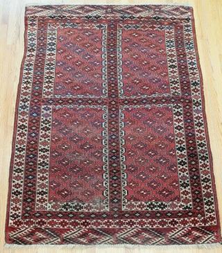 Tribal Antique Turkoman Ensi Hand - Knotted Wool Oriental Rug Cleaned 4 