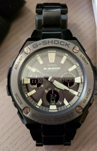 Casio G - Shock G - Steel Analog Digital Solar All Black Sport Watch Gst - S130bd - 1a