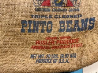 VTG Colorado Rustler Pinto Beans Burlap Bag 20 Lbs USA Produce Bandit Guns 3
