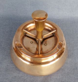 Vintage Spin - A - Way Copper Metal Push - Down Mid - Century Modern Ashtray