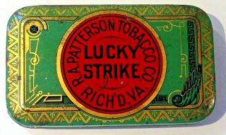 Vintage Lucky Strike Green Cut Plug Tobacco Tin - Rich’d Va - Patterson
