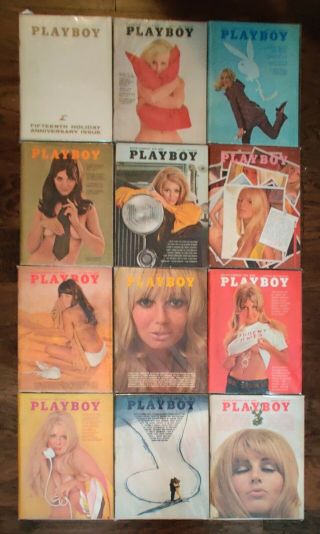 Vintage 1969 Playboy Magazines Full Year Compete With Centerfolds Rare Nudes