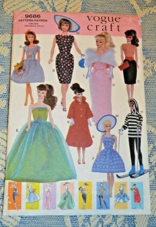 1997 Vintage Vogue Barbie Doll Clothes Pattern 9686 Uncut