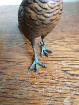Antique large Cold painted Bronze Figure Of a Pheasant In. 4
