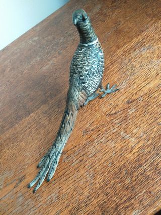 Antique large Cold painted Bronze Figure Of a Pheasant In. 6