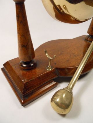 Edwardian Antique Oak & Brass Table Top Dinner Gong and Mallet,  c 1901 - 1910 6