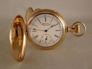 Antique Waltham 14k Gold Filled With Diamond & Rubies Hunter Case Pocket Watch