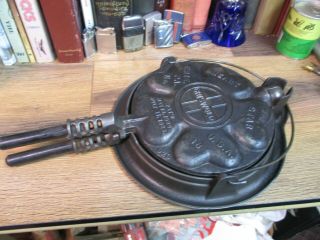 Antique Griswold Heart Star Waffle Iron 928 Erie Pa No 18 Low Base Pat 