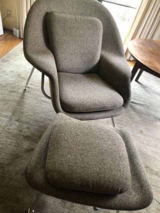 Saarinen Style Womb Chair And Ottoman - Taupe