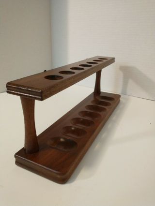 Vintage Pipe Stand Holder American Black Walnut Holds Seven Pipes 3