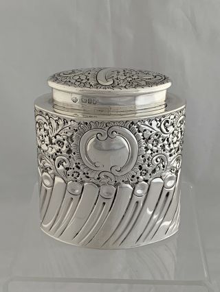 Victorian Antique Silver Tea Caddy 1900 London William Hutton & Sons Sterling