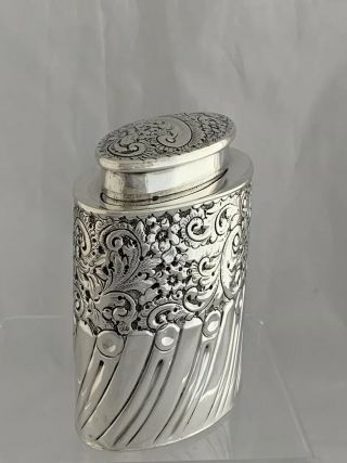 Victorian Antique Silver Tea Caddy 1900 London WILLIAM HUTTON & SONS Sterling 5