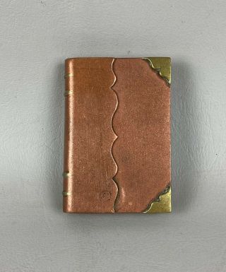 Vintage Copper & Brass Trench Art Book Shaped Lighter