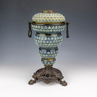 Antique Doulton Lambeth Stoneware - Art Pottery Oil Lamp Base - Art Nouveau