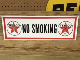 Vintage Style Texaco Porcelain Metal Sign No Smoking Gas And Oil Sign