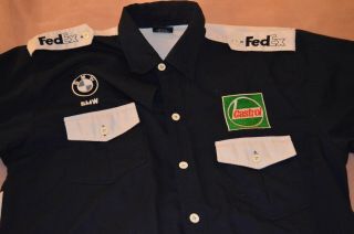 Mens Bmw Williams F1 Team Pit Crew Button Up Shirt Castrol - Vintage Xl