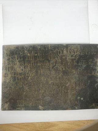 Ancient Roman Bronze Military Diploma Plaque With Inscriptions