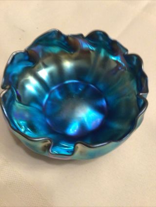 Antique Lct (louis Comfort Tiffany) Blue Iridescent Bowl