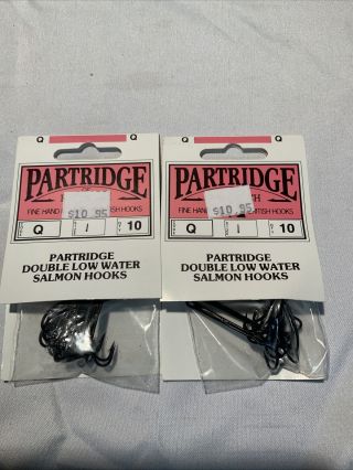 Vintage Partridge Of Redditch Double Low Water Japanned Salmon Hooks