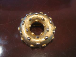 Vintage Trifari Gold Tone Round Pin / Brooch Costume Jewelry