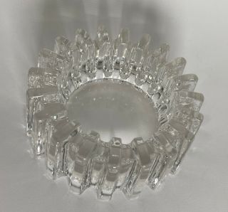 Heavy Vintage 5.  57 " Lead Crystal Glass Ashtray Gear Ribbed Sides Steam Punk