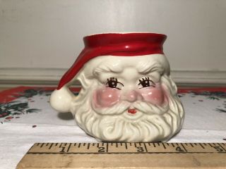 Vintage Christmas Ceramic Santa Mug 3 1/4 Inches Tall