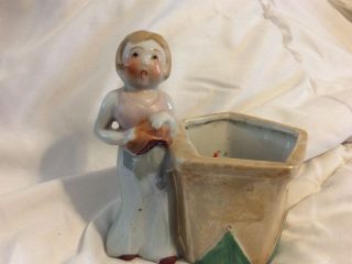 Vintage 1930’s Christmas Caroler Lusterware Figurine Planter Candy Cup Japan