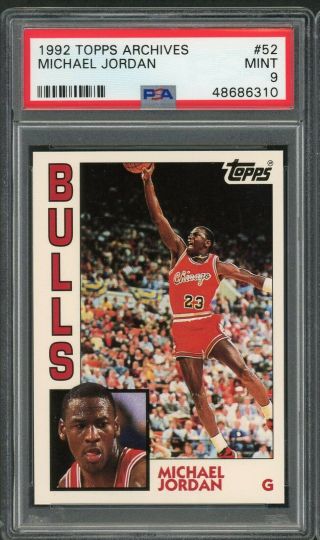 Michael Jordan Chicago Bulls 1992 Topps Archives Basketball Card 52 Psa 9