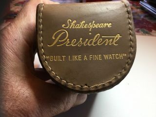 Vintage Shakespeare President Leather Reel Case No Reel